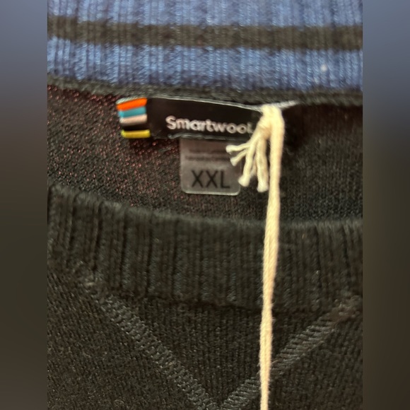 SMARTWOOL | MEN’S BLACK BLUE SPARWOOD STRIPE CREWNECK SWEATER (XXL) - Picture 4 of 5